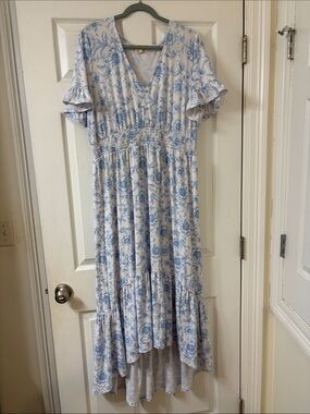 Derek Heart Light Blue Floral Maxi Dress